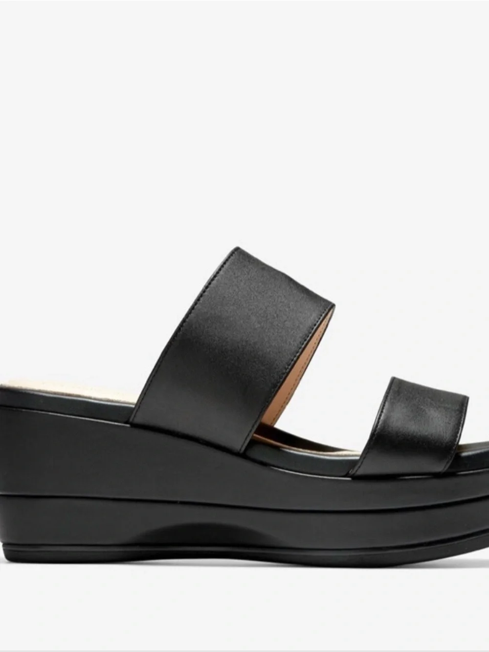 Cole Haan Grand Ambition smooth black leather platform slide/sandal. Size 10 - Picture 3 of 11